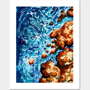 Rocky Coast and Ocean Waves Posters and Art
